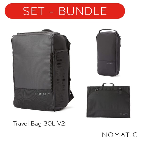 NOMATIC - SET : Travel Bag 30L V2 + Toiletry Bag (S) + Apparel Sleeve