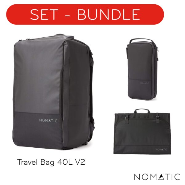 NOMATIC - SET : Travel Bag 40L V2 + Toiletry Bag (S) + Apparel Sleeve