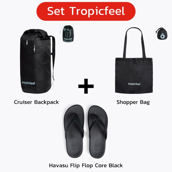 Set TROPICFEEL : Cruiser Backpack + Shopper Bag + Havasu Flip Flop Core Black